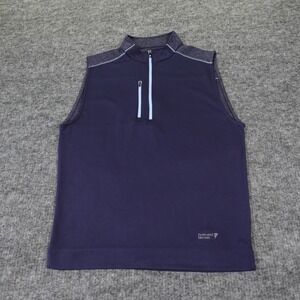 FootJoy Performance Golf Vest Men's Large Blue 1/4 Zip Sleeveless Pullover